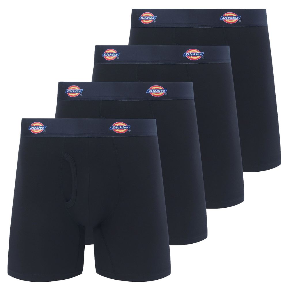 NEW Dickies Mens Underwear 4 Pack Microfiber Boxer Briefs for Men All Black